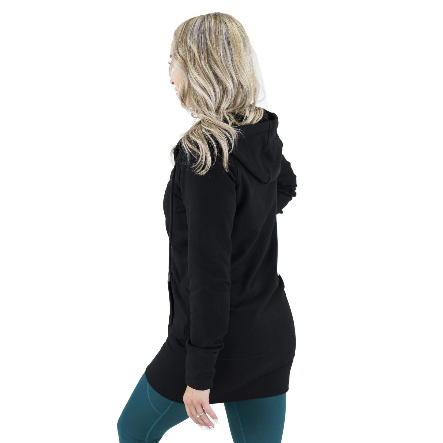 Kora Long Zipup Hoodie Black - Velora