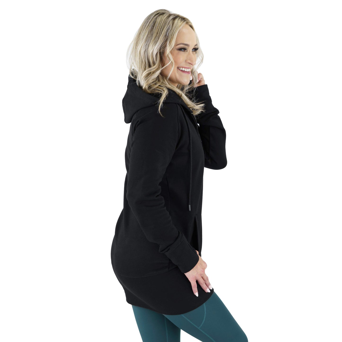 Kora Long Zipup Hoodie Black - Velora