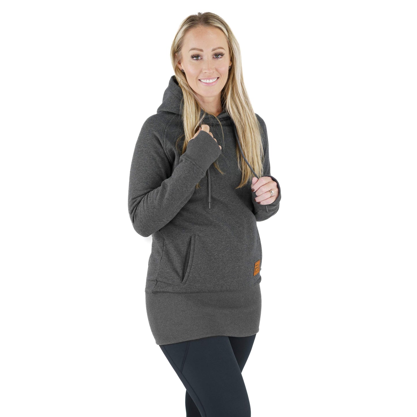 Kora Long Hoodie Charcoal - Velora
