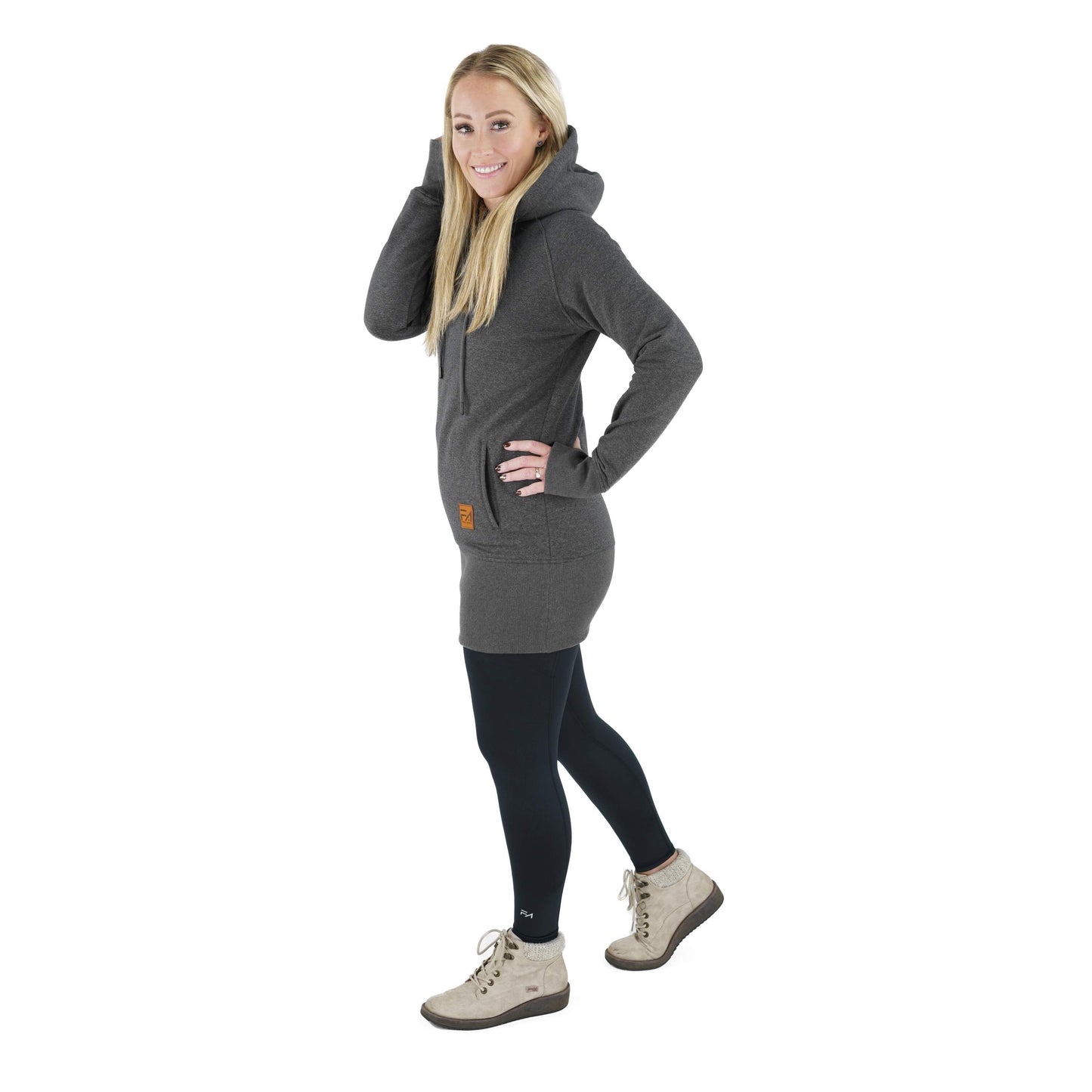 Kora Long Hoodie Charcoal - Velora
