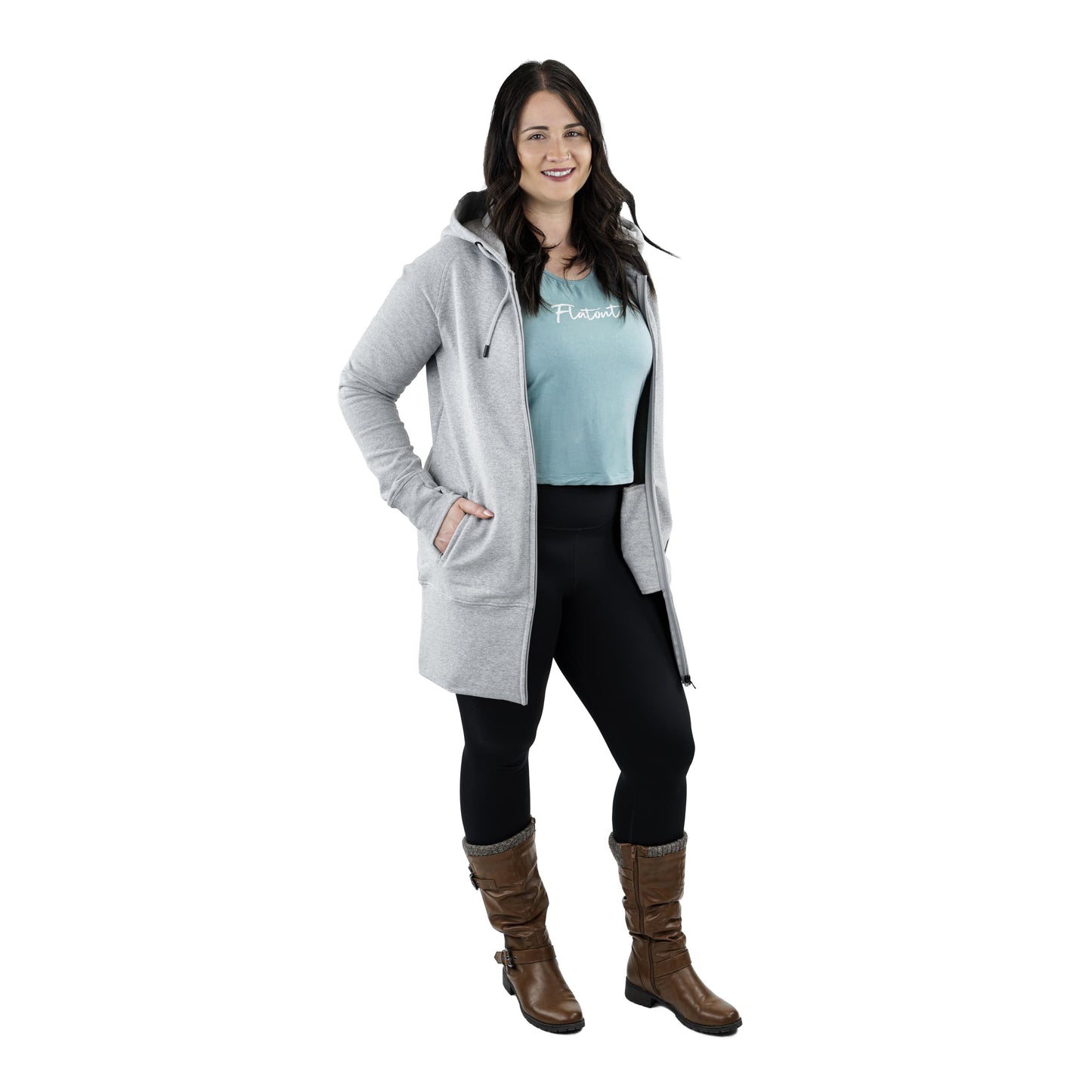 Kora Long Zipup Hoodie Heather Grey - Velora