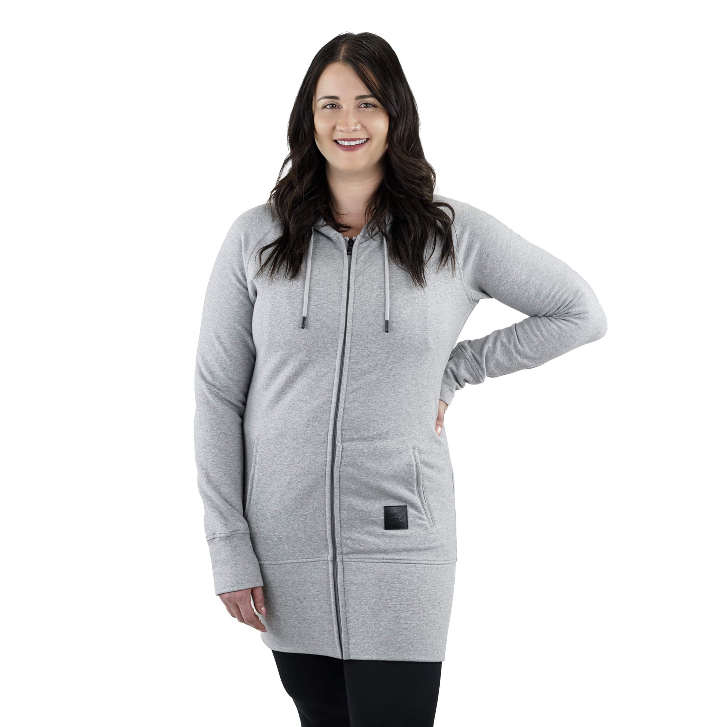 Kora Long Zipup Hoodie Heather Grey - Velora