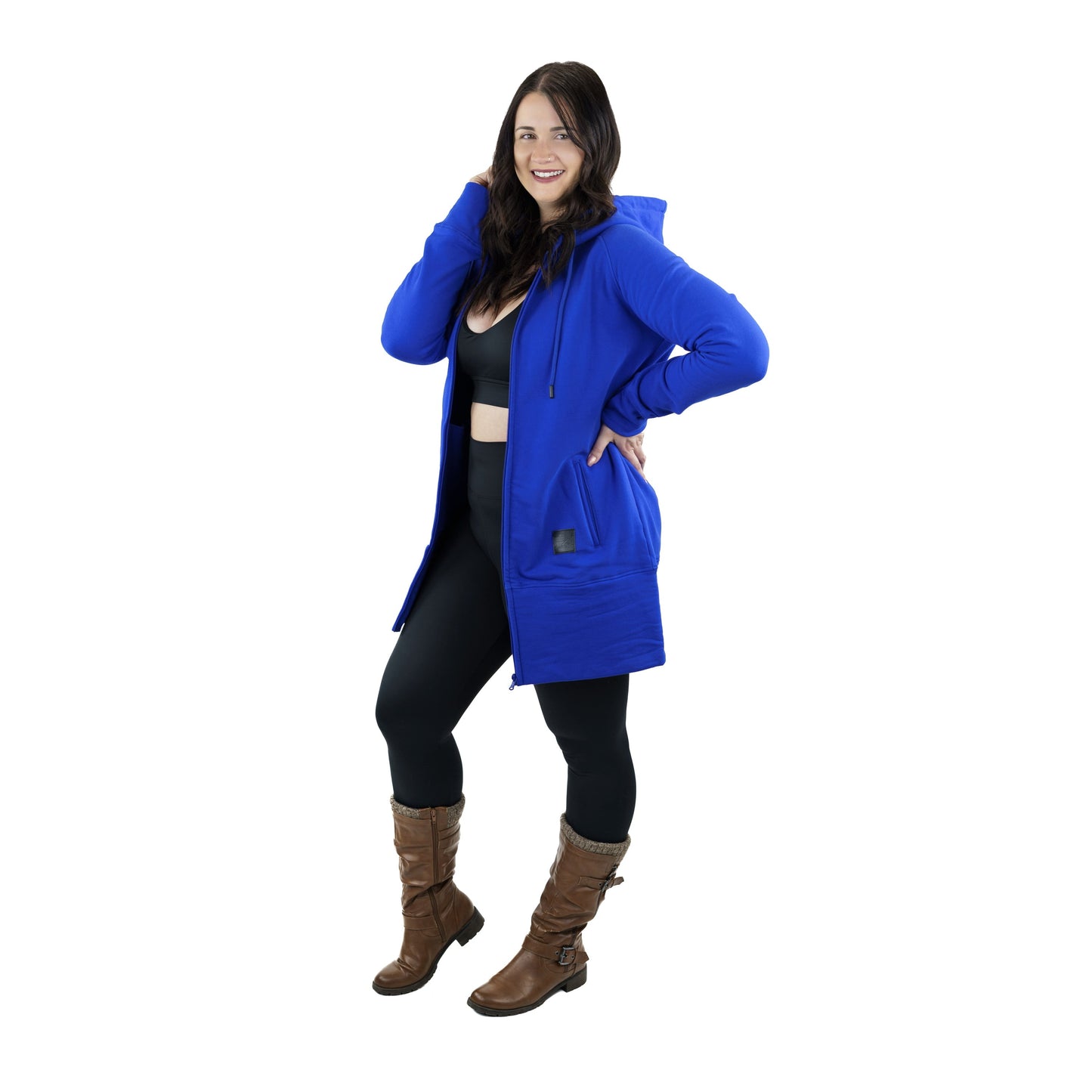 Kora Long Zipup Hoodie Royal Blue - Velora