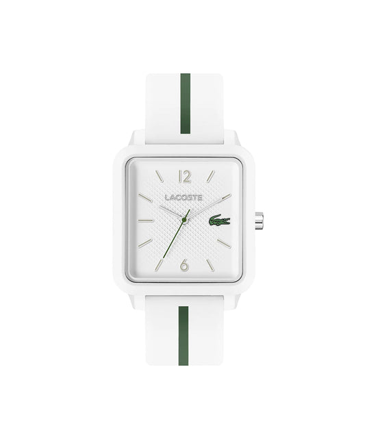 Lacoste 12.12 Studio Mens SS Case Quartz Watch with White Rubber Strap (Model: 2011251) - Velora Luxury Fashion