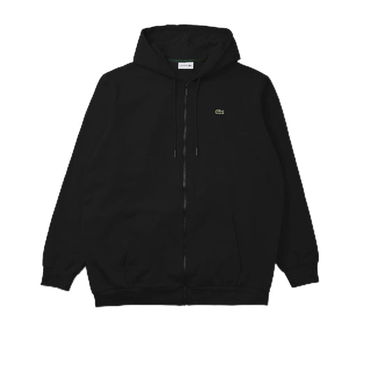 Lacoste Mens Tall Fit Fleece Hoodie 2XLT BLACK - Velora Luxury Fashion