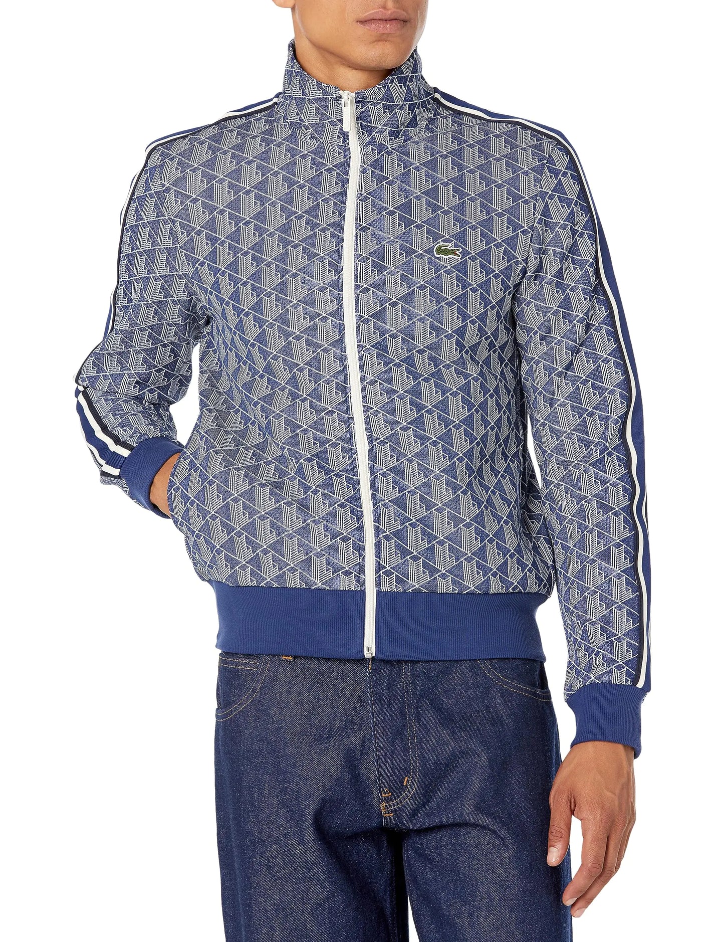 Lacoste Mens Vintage Fit Printed Full Zip Sweatshirt 4X-Large - Velora Luxury Fashion