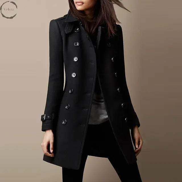 Ladies Spring Long Jacket Wool Trench Coat - Velora