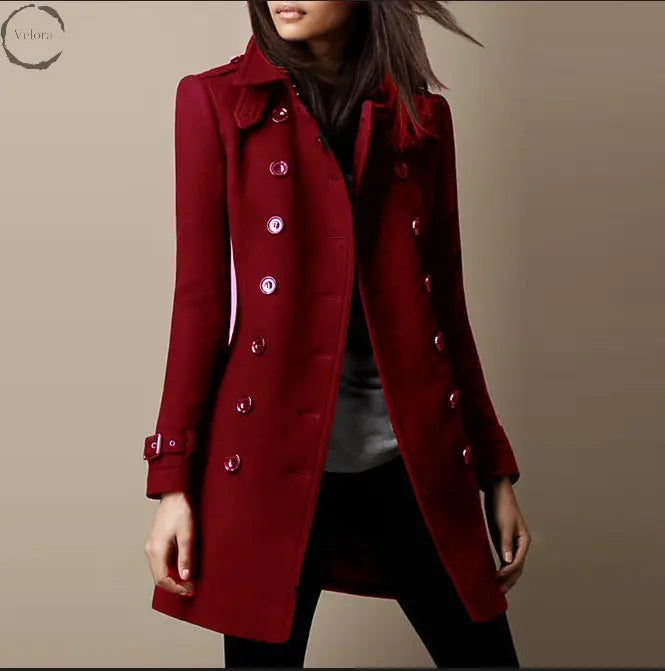 Ladies Spring Long Jacket Wool Trench Coat - Velora