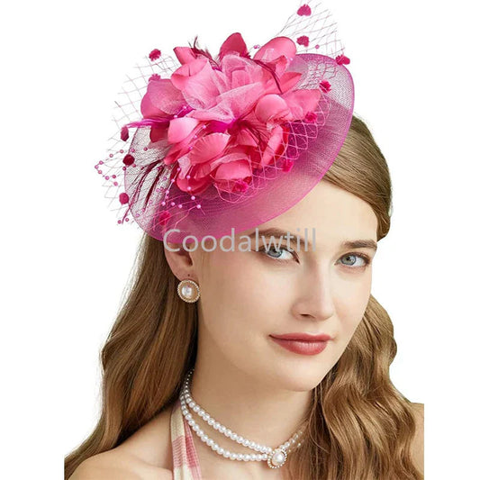 Lady Fancy Mesh Wedding Fascinators Hats for Womens Headwear Veil Flower Cocktail Tea Party Church Derby Hat Chapeu Feminino - Velora Luxury Fashion