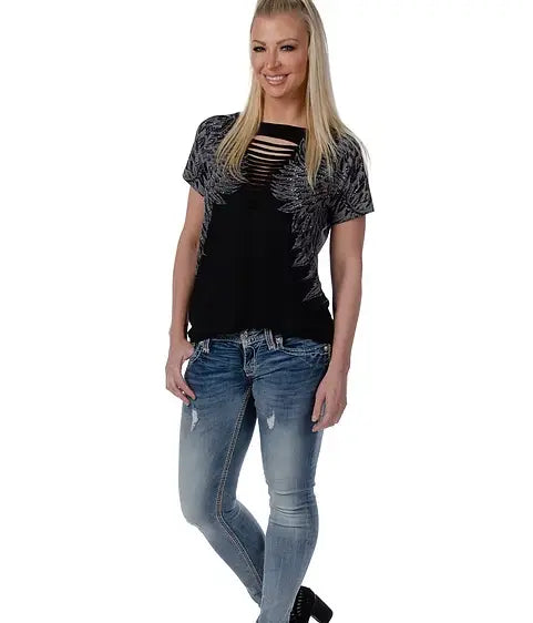 Liberty Wear Women's Cut Out Wings Top Boutique of Leathers/Open Road