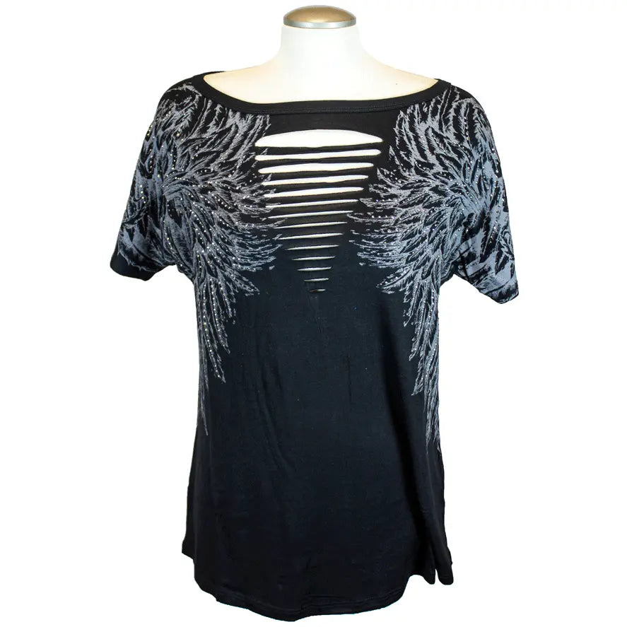Liberty Wear Women's Cut Out Wings Top Boutique of Leathers/Open Road