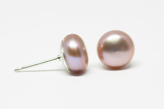 Light Mauve Pearl Stud Earrings 8mm - Velora Luxury Fashion