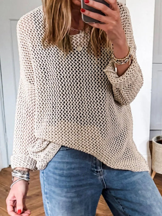 Lightweight Openwork Knit Cover Up - Velora Luxury Fashion