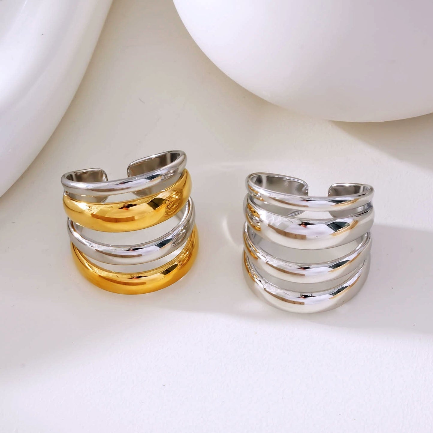 MAKET Mixed Metals: Multi Stacked Four Rings in One - Velora Luxury Fashion
