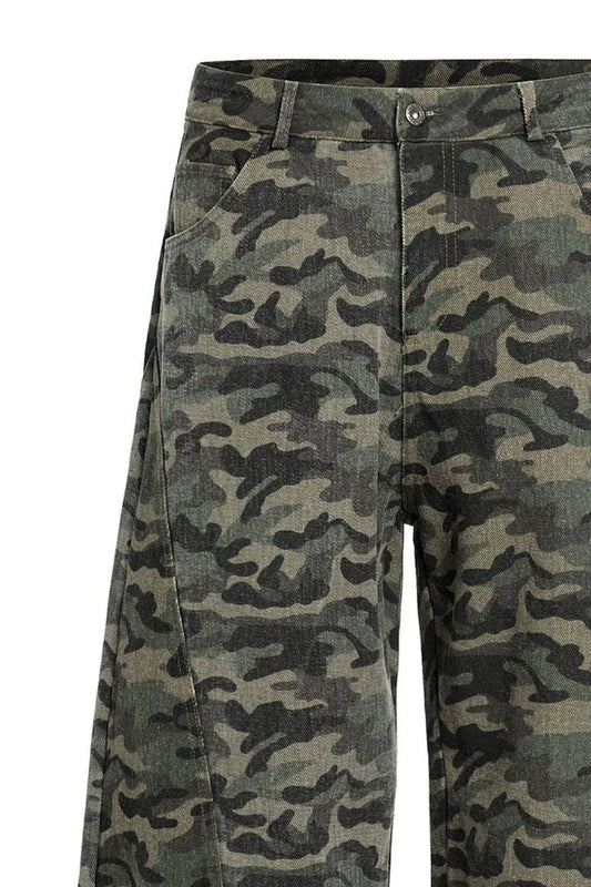 Men's Camouflage Wide-Leg Cargo Pants - Velora