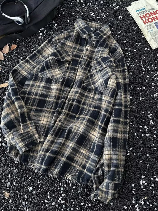 Men's Full Size Classic Plaid Flannel Button-Down Shirt Plus Size - Velora