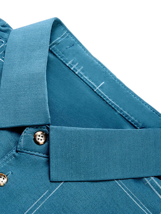 Men's Plus Size Geometric Pattern Short Sleeve Polo - Velora Luxury Fashion