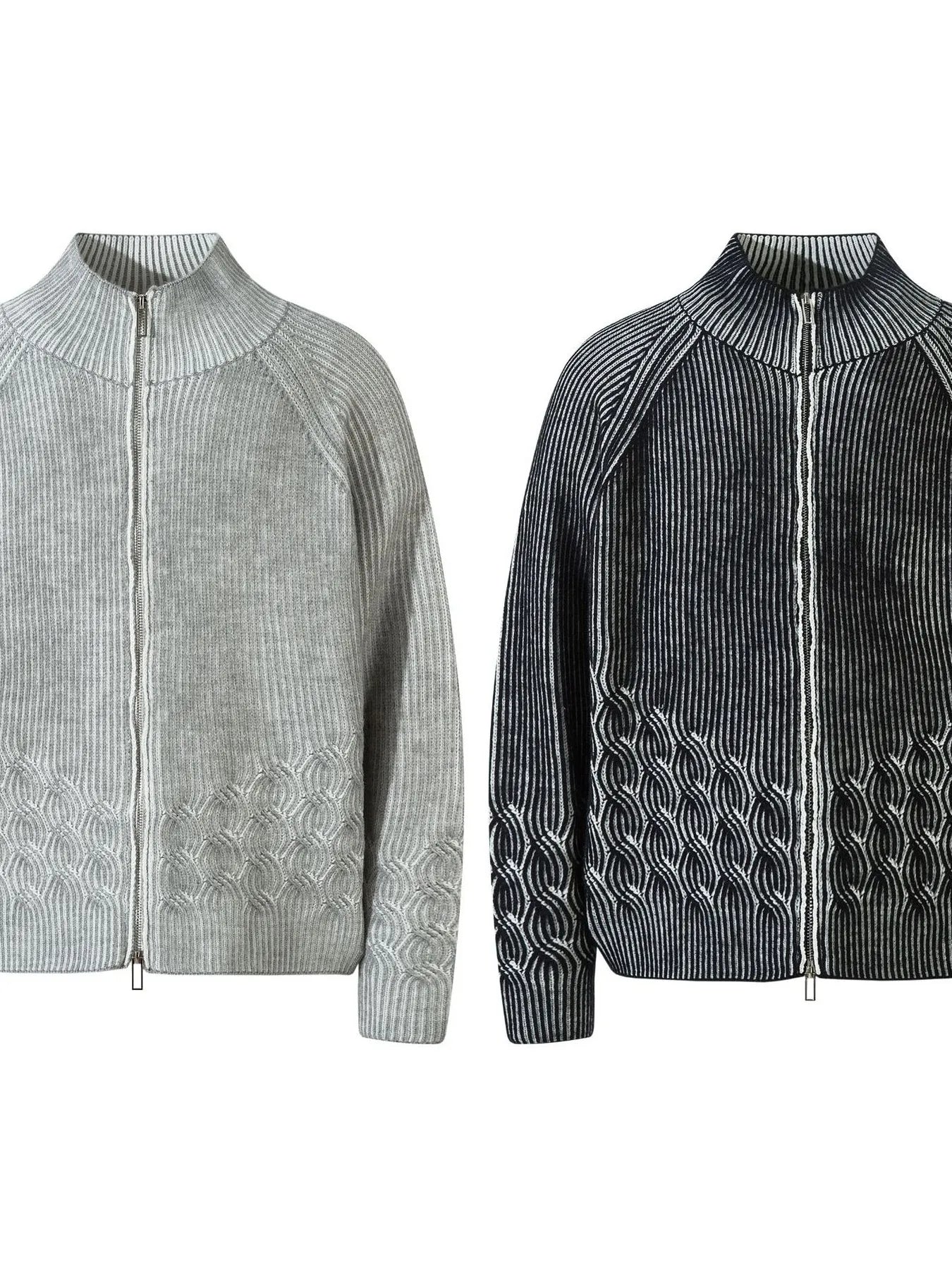 Men's Ribbed Zip-Up Cardigan - Velora Luxury Fashion