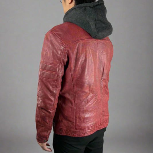 Men's Sheep Leather Jacket with Removable Hoodie - Velora Luxury Fashion
