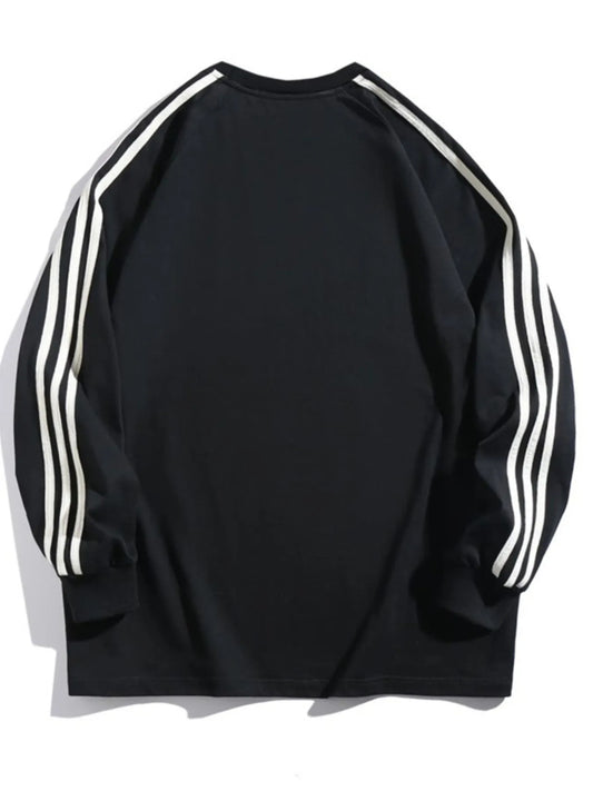 Men's Side Striped Long Sleeve Sweatshirt - Velora Luxury Fashion