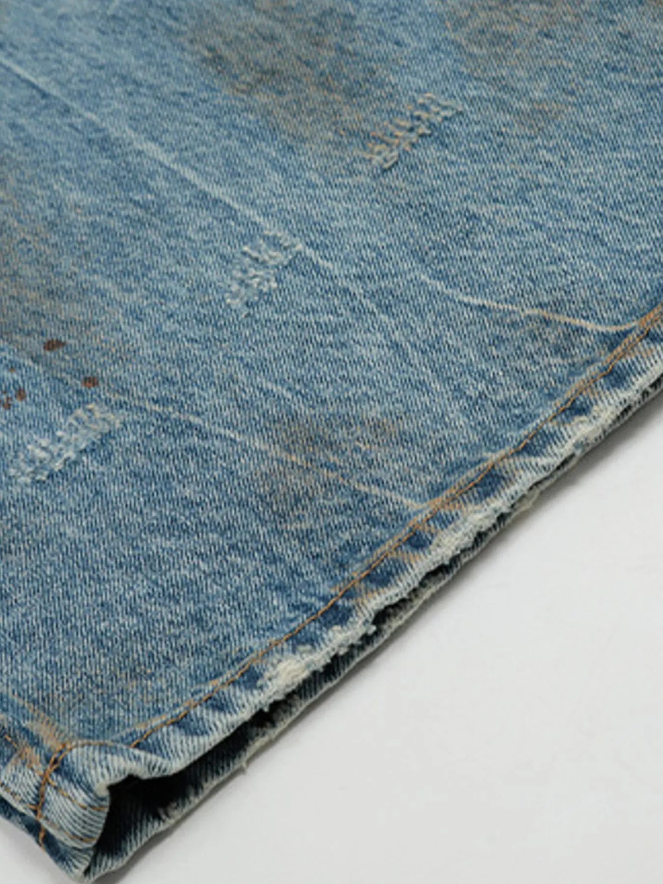 Men's Vintage Distressed Wide Leg Denim Jeans - Velora Luxury Fashion