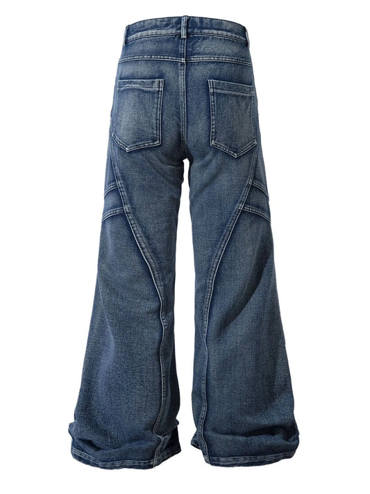 Men's Wide Leg Jeans with Seam Detail - Velora