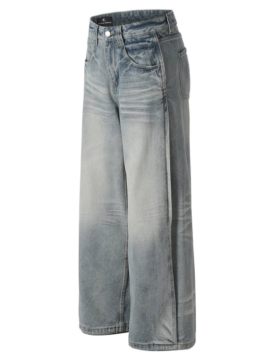 Men's Wide Leg Wash Denim Jeans - Velora