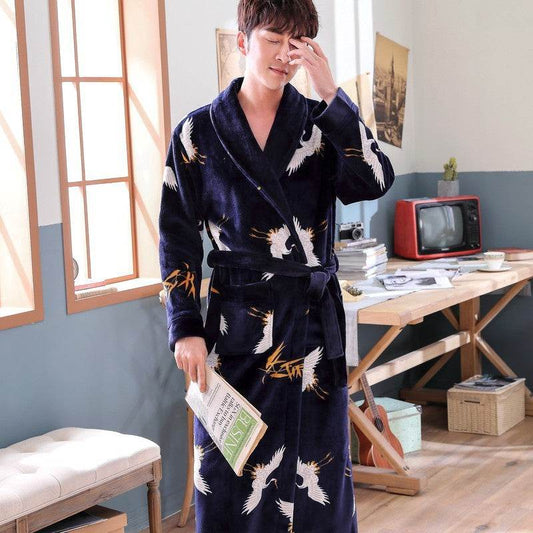 Men's Nightgown – Thick Rabbit Hair Fabric for Winter Comfort EX-STOCK Canada