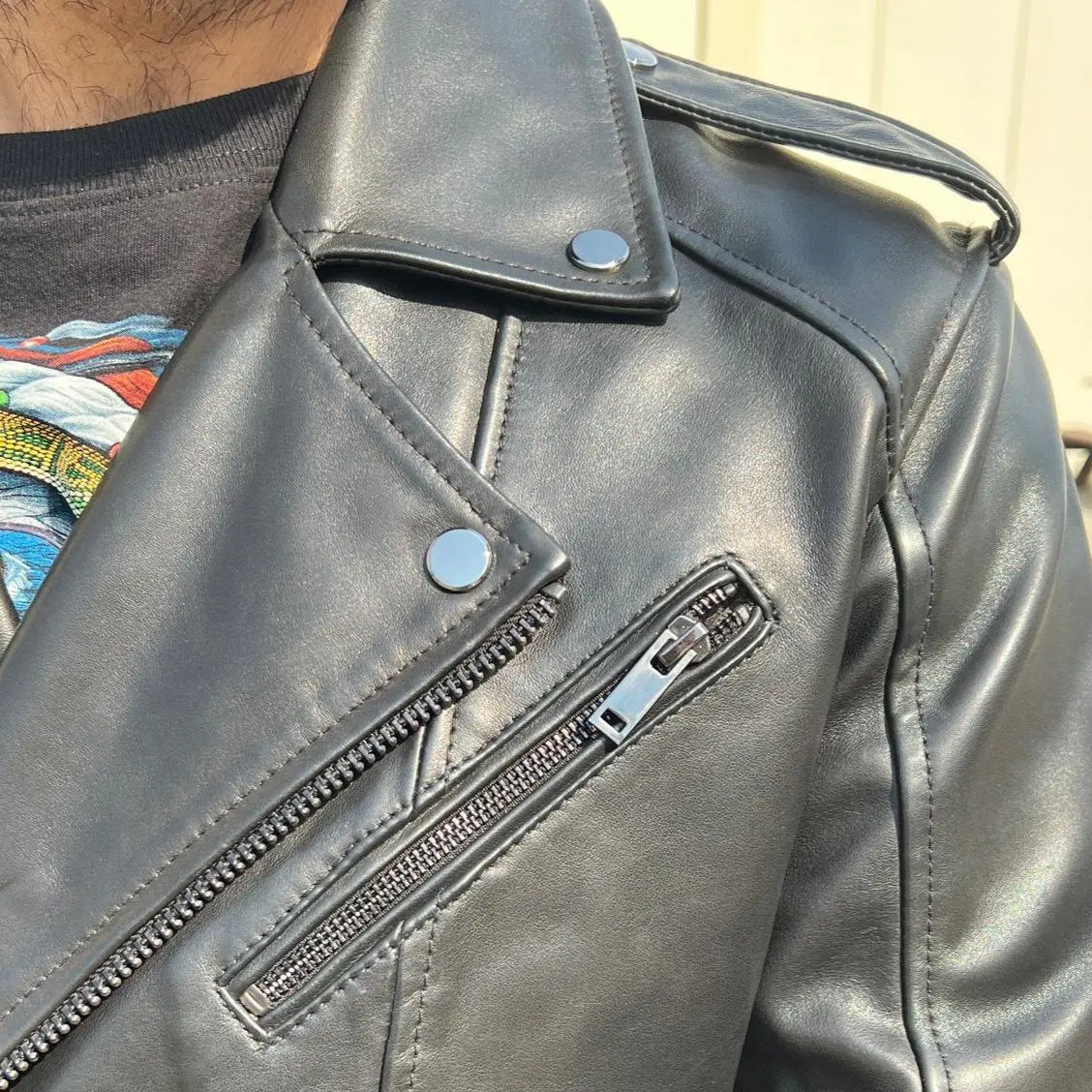Men's Soft Lamb Leather Biker-Look Jacket Boutique of Leathers/Open Road