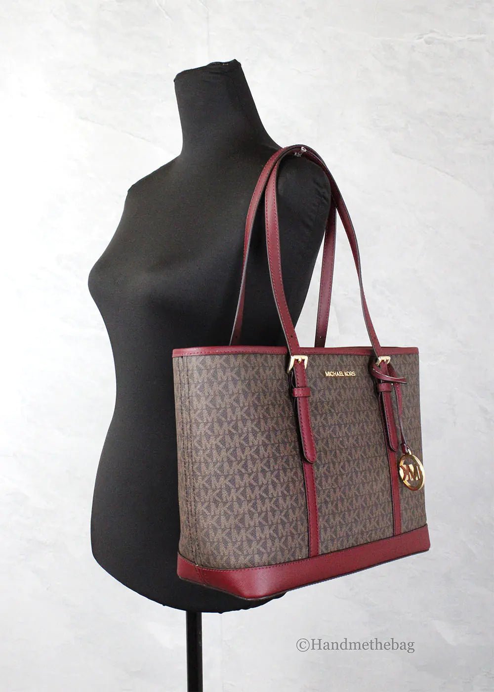 Michael Kors Jet Set Dark Cherry Shoulder Tote - Velora Luxury Fashion