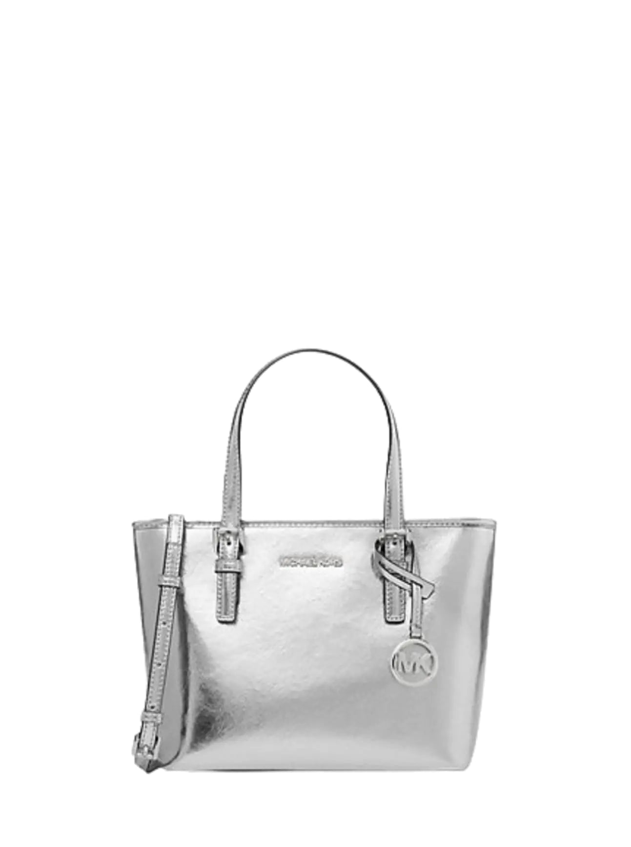 Michael KorsJet Set Travel Extra-Small Metallic Top-Zip Tote Bag Silver - Velora Luxury Fashion