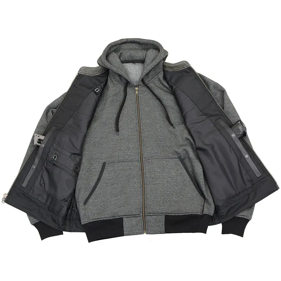 Milwaukee Leather Men's Black Leather Vest with Reflective Skulls & Full Hoodie Liner Boutique of Leathers/Open Road