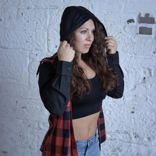 Milwaukee Leather Women's Armoured Plaid Hooded Shirt - Velora Luxury Fashion