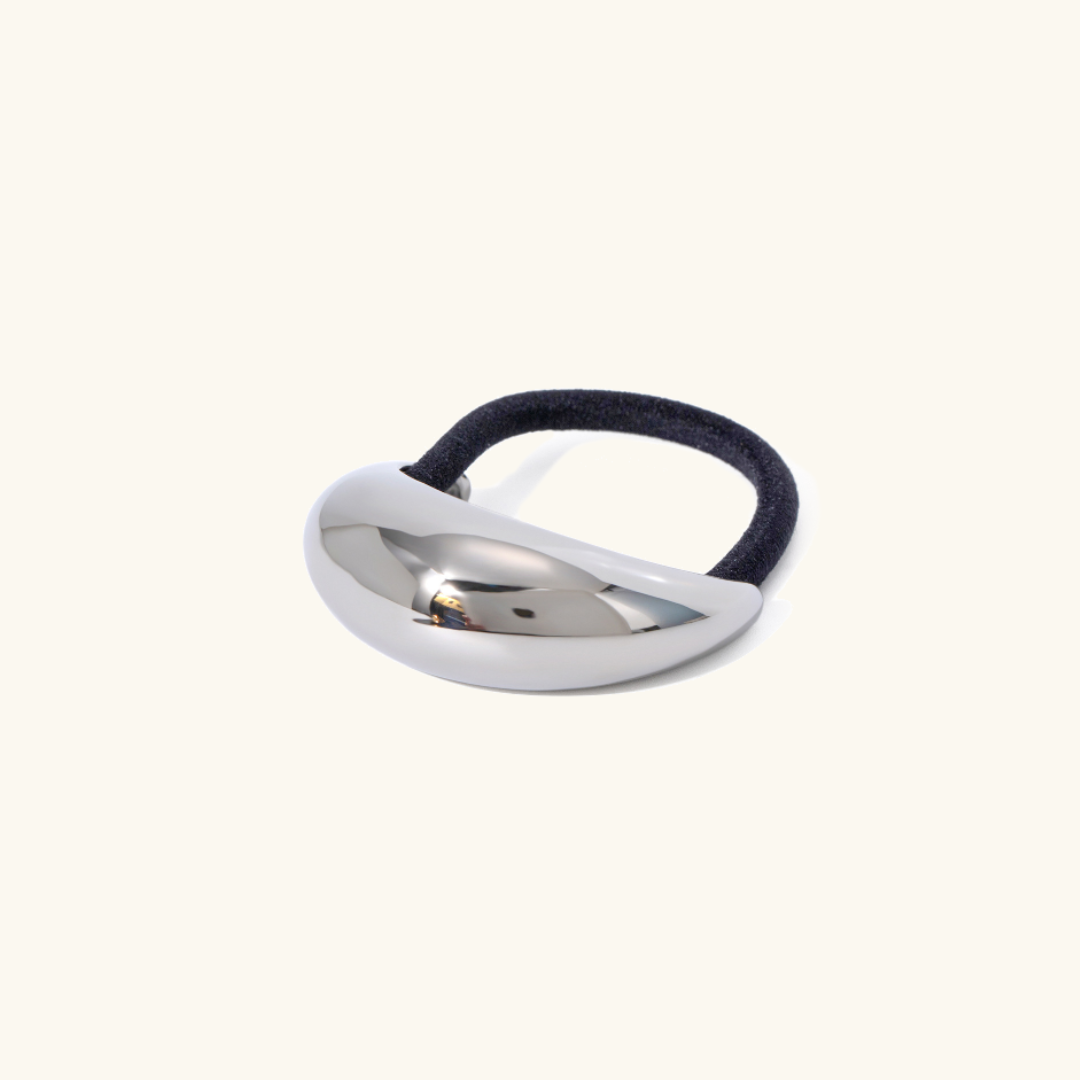 Mini Dome Ponytail Cuff with Gold Wedge Design – Hypoallergenic Hair Accessory - Velora
