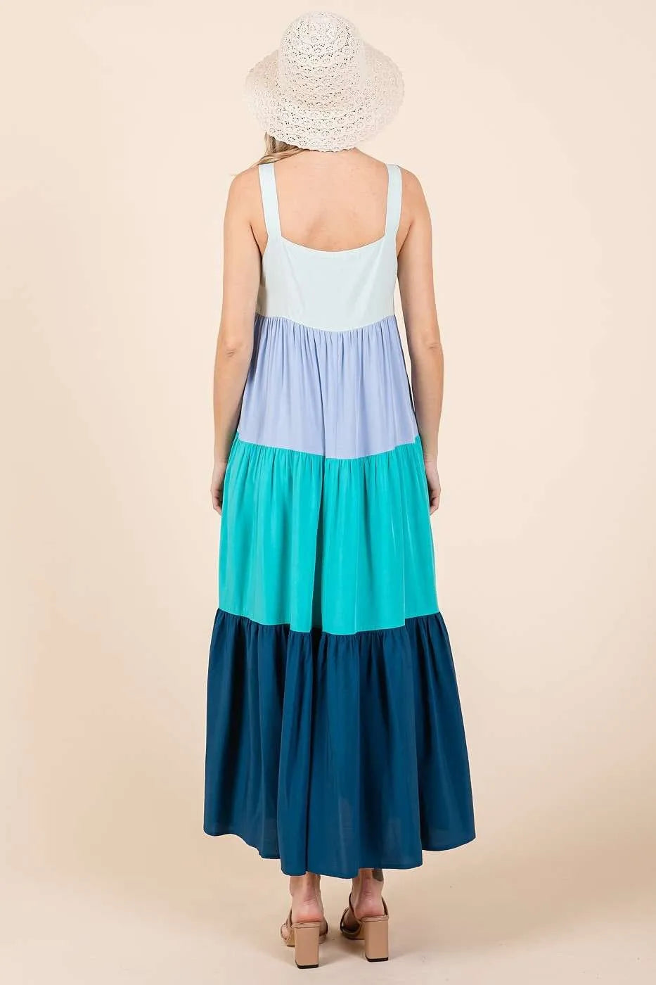 Mittoshop Color Block Tiered Pull-On Maxi Dress - Velora Luxury Fashion