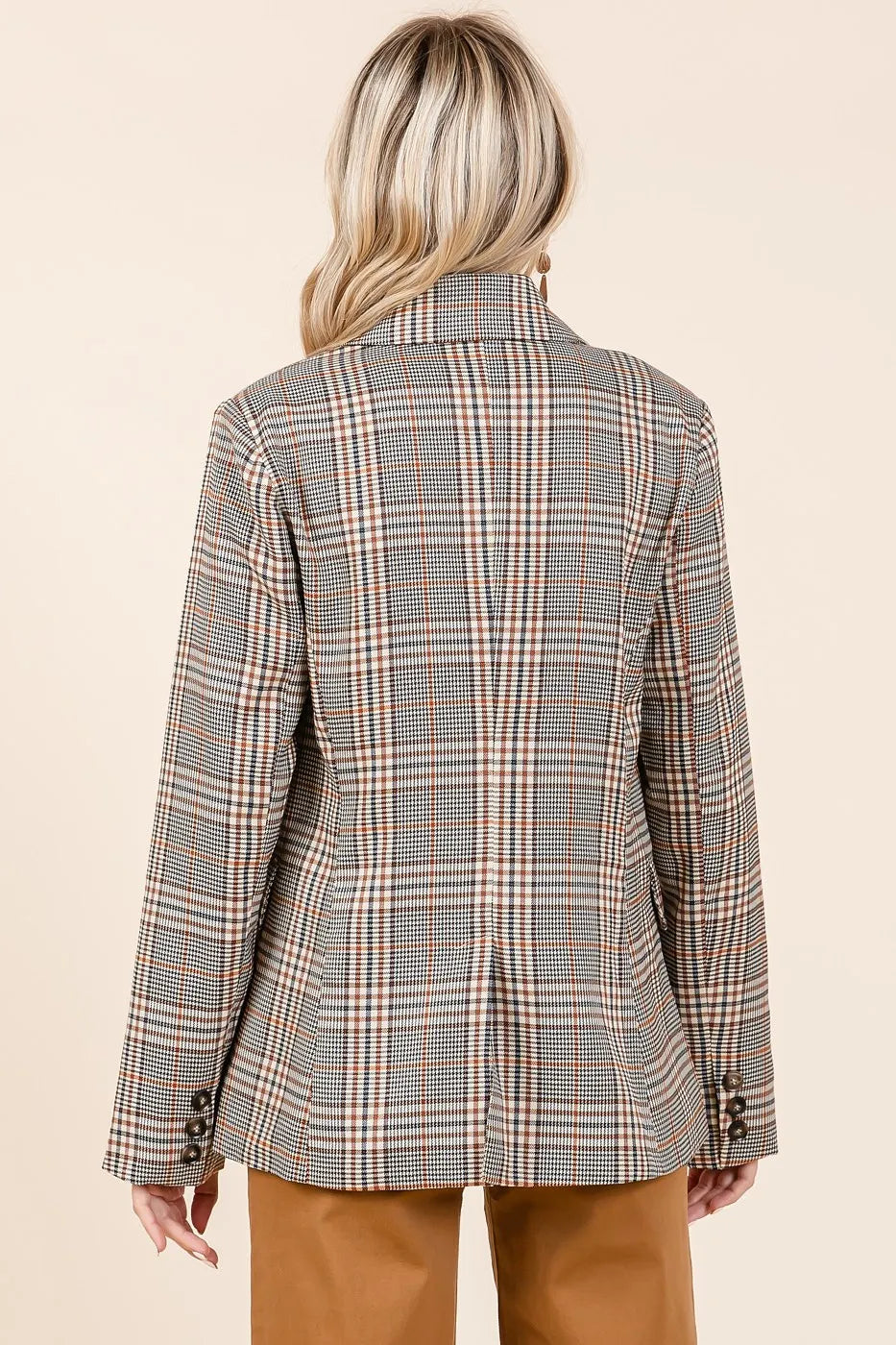 Mittoshop Plaid Double Breasted Relaxed Fit Blazer - Velora Luxury Fashion