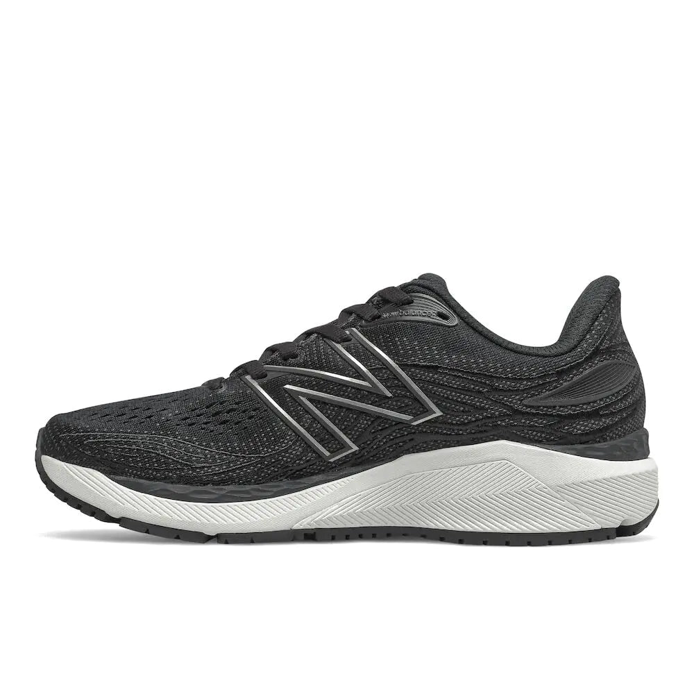 New Balance Womens Fresh Foam X 860 V12 Running Shoe Black/White 7.5 M - Velora Luxury Fashion