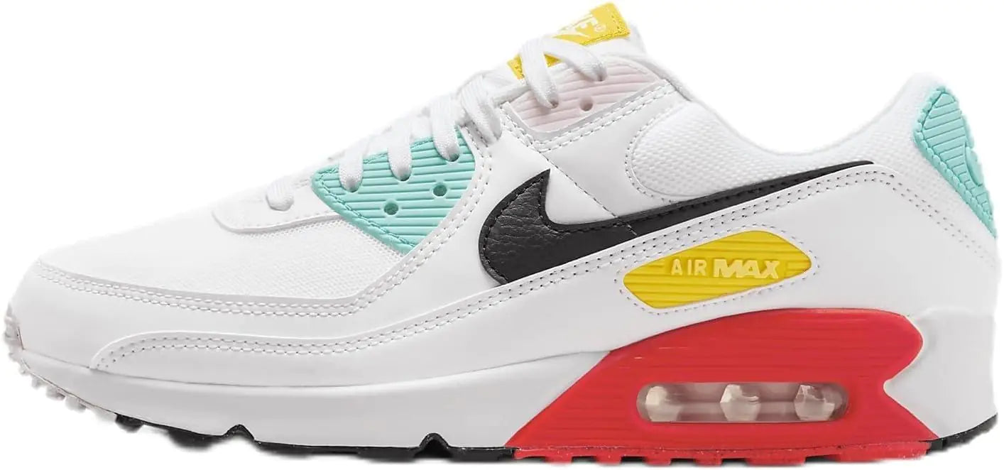 Nike Air Max 90 Womens Shoes (FZ3622-100 White/Pink Foam/Bright Crimson/Black) Size 9 - Velora Luxury Fashion
