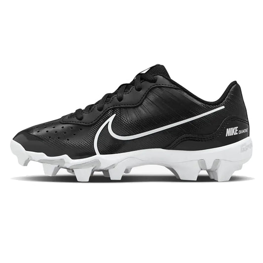 Nike Alpha Huarache 4 Keystone Boys Rubber Baseball Cleats SZ 5.5 Black | White - Velora Luxury Fashion