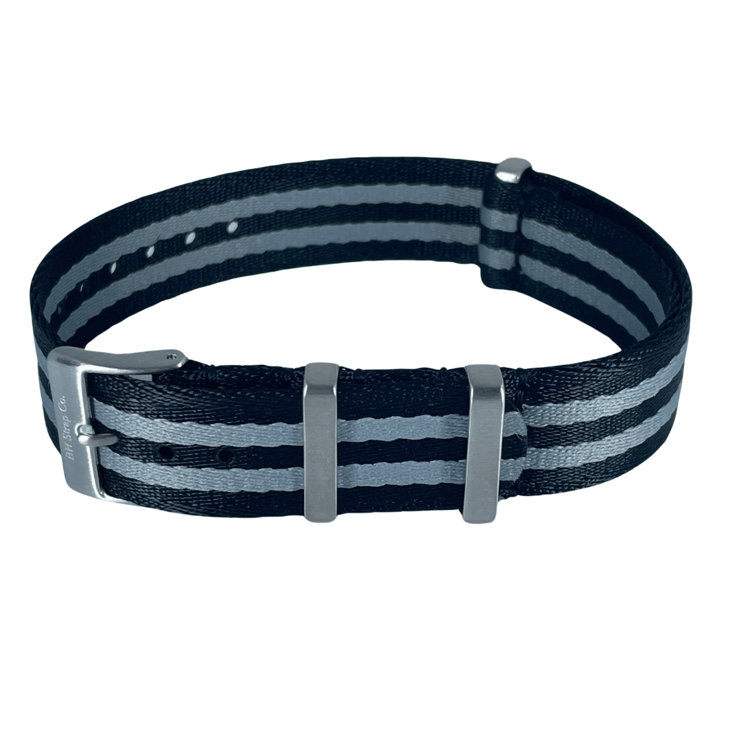 Nylon Nato Strap 18mm - Black Grey - Velora Luxury Fashion