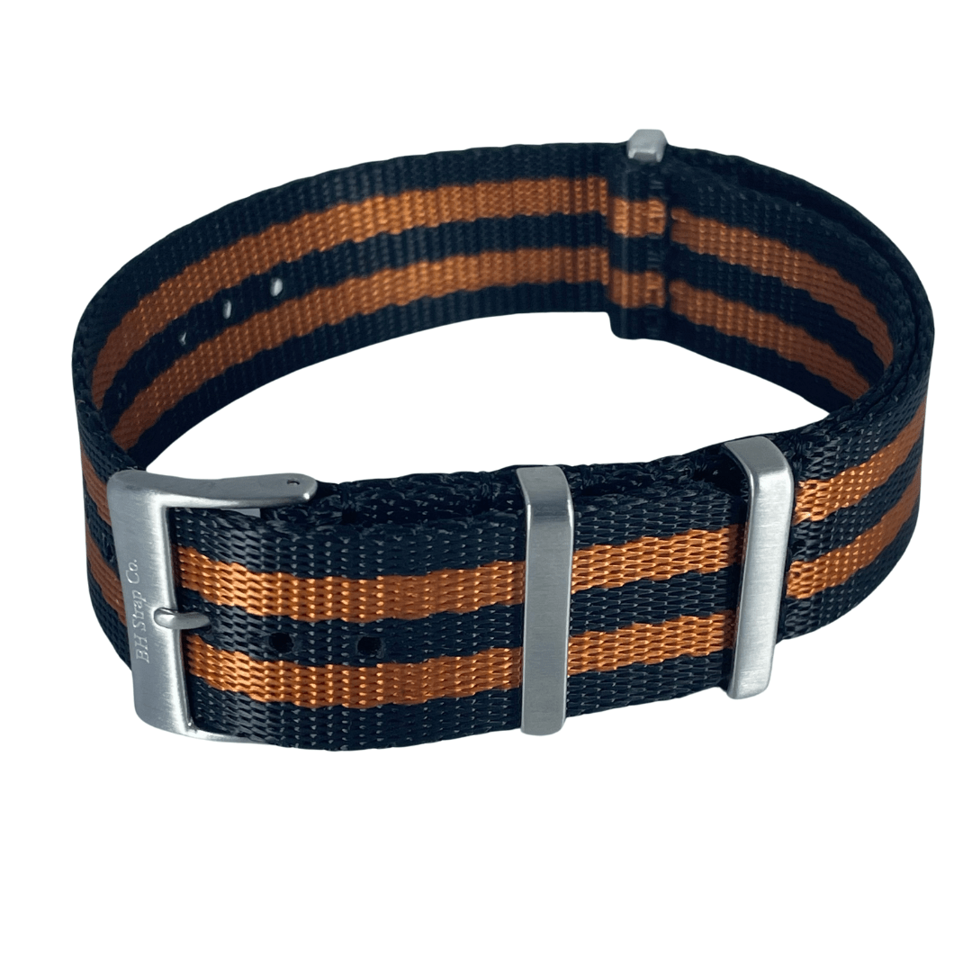Nylon Nato Strap 20mm - Black Orange - Velora Luxury Fashion