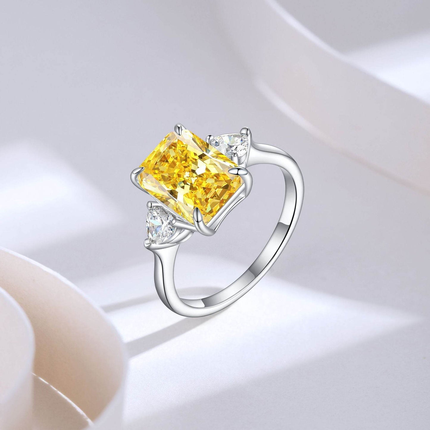 S925 Colorful Rectangular Rhinestone Ring Ins Fashion Love Rings For Women Luxury Jewelry - Velora