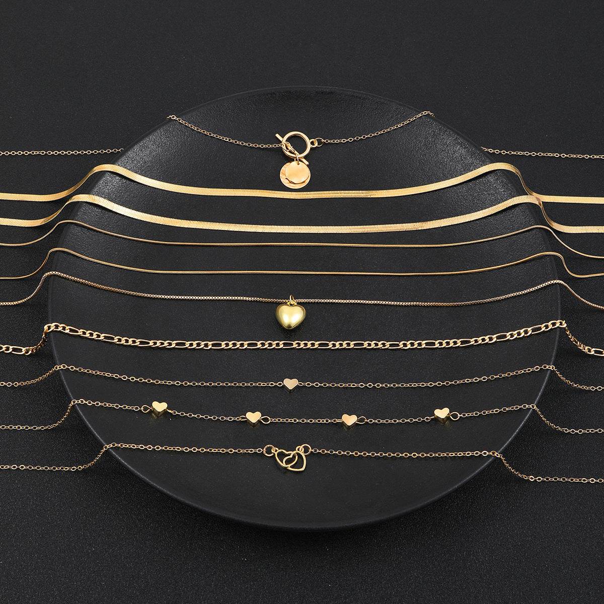 Heart Snake Bone Blade Necklace Suit 10 Pieces - Velora