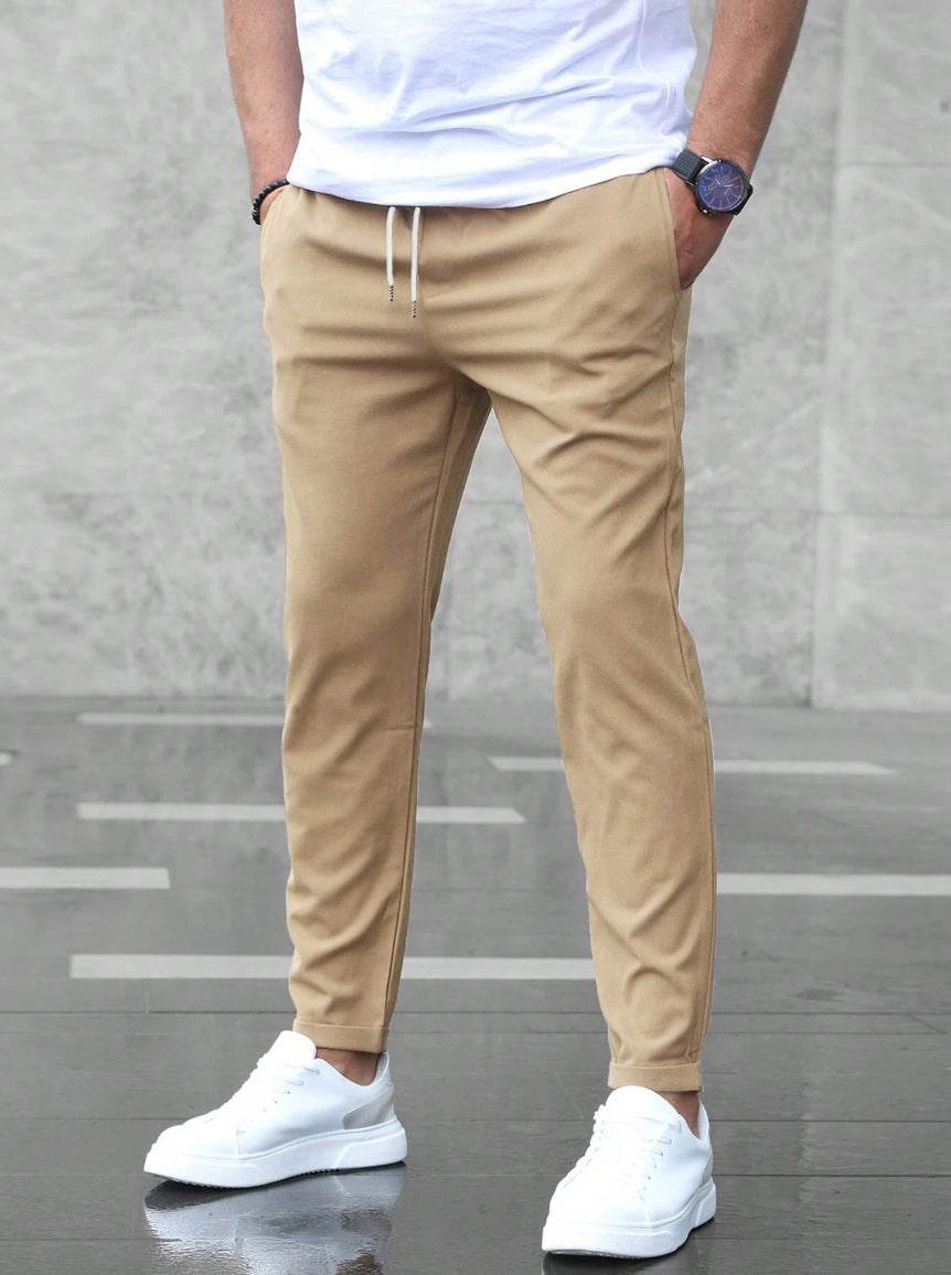 Men's Casual Pants With Pockets Fashion Slim Fit Drawstring Trousers - Velora