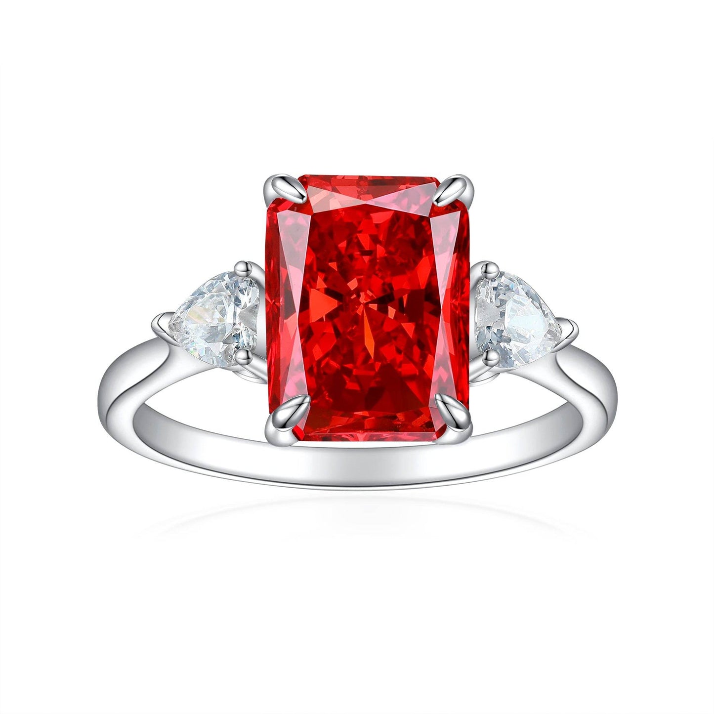 S925 Colorful Rectangular Rhinestone Ring Ins Fashion Love Rings For Women Luxury Jewelry - Velora