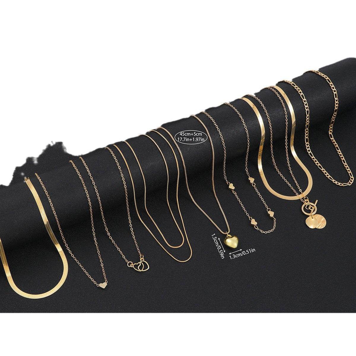 Heart Snake Bone Blade Necklace Suit 10 Pieces - Velora