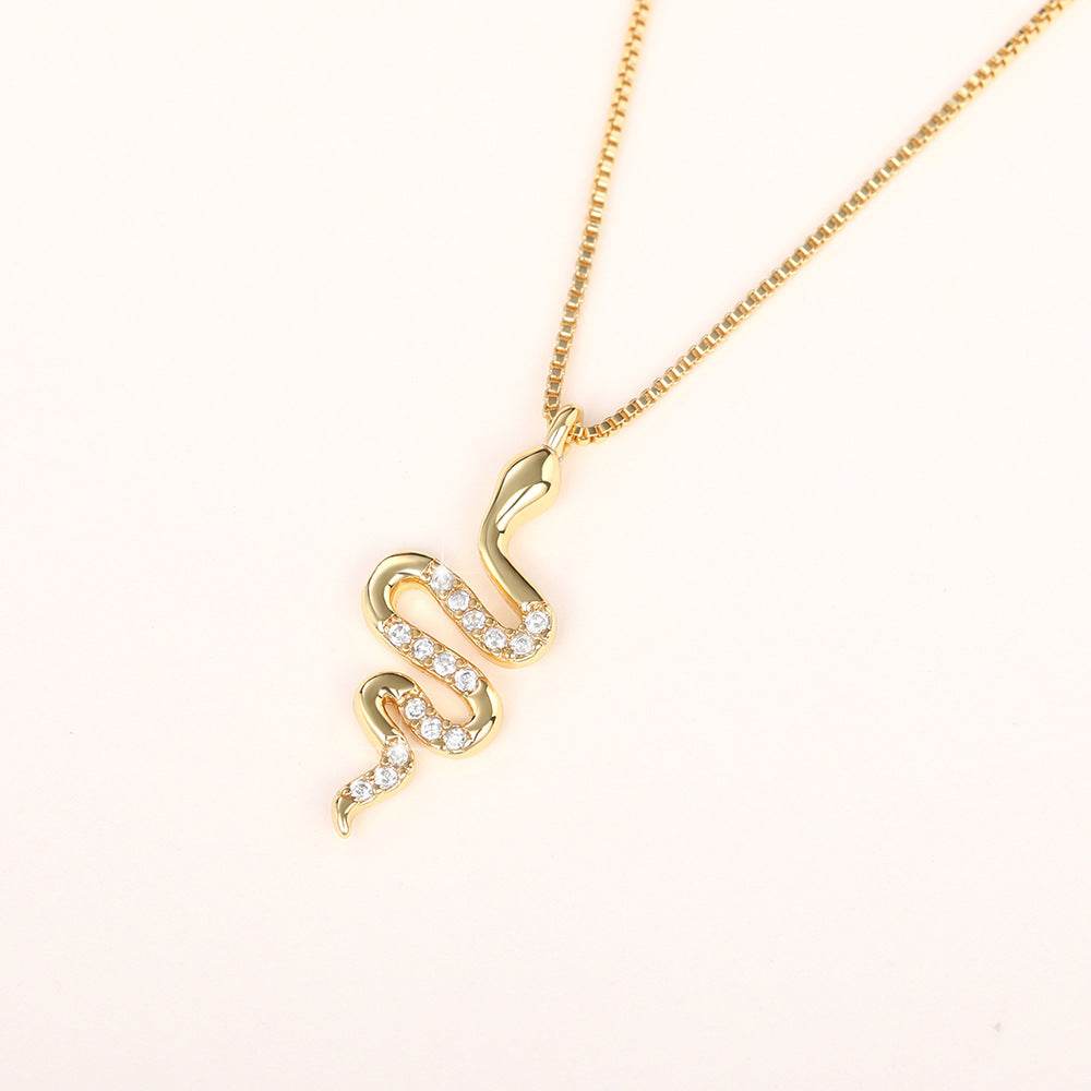 Fashion Lady Snake Pendant Necklace With Dazzling Zirconia Stylish Party Accessories Dainty Gift Animal Jewelry For Women Fashion Jewelry - Velora