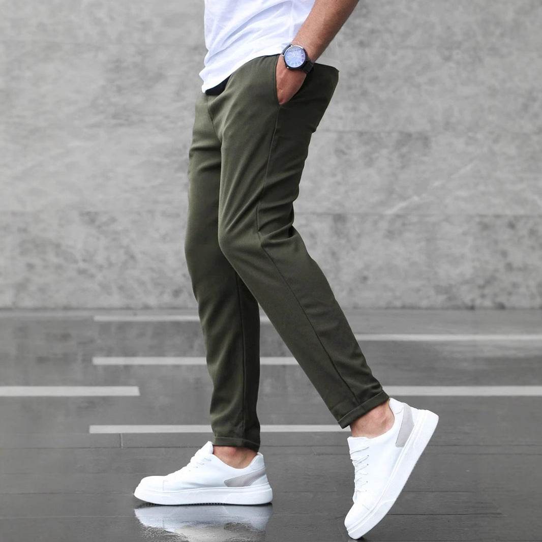 Men's Casual Pants With Pockets Fashion Slim Fit Drawstring Trousers - Velora