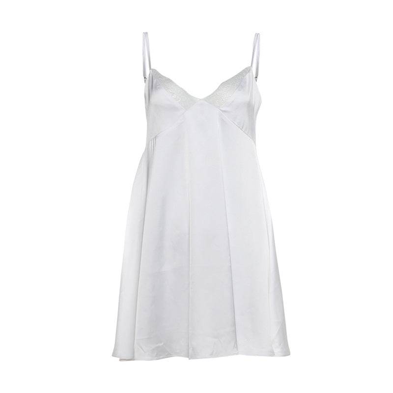 High Class Elegant V-neck Backless Solid Color Sling Dress - Velora
