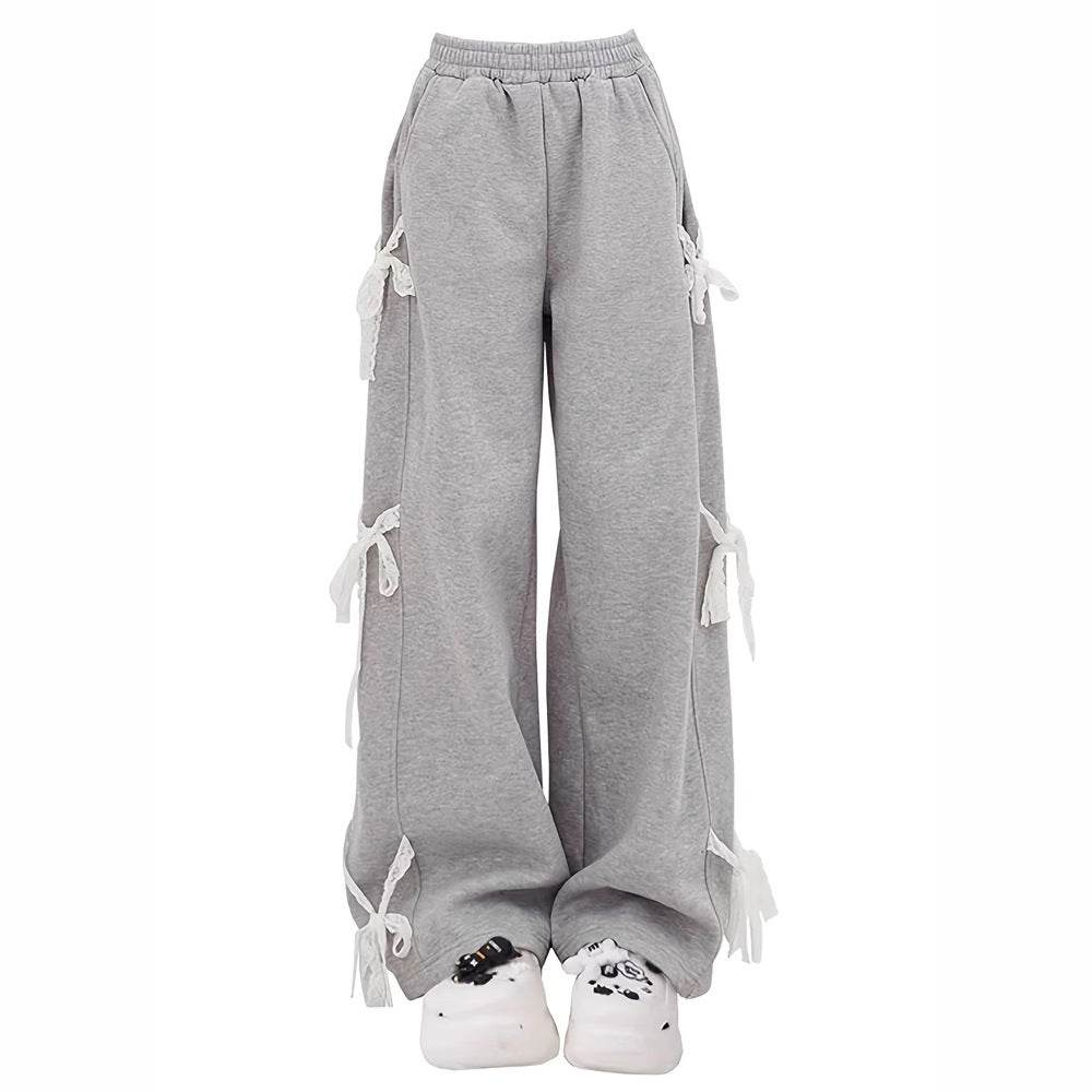 Fashion Bow lace up Oversized Baggy Sweat Pant women - Velora